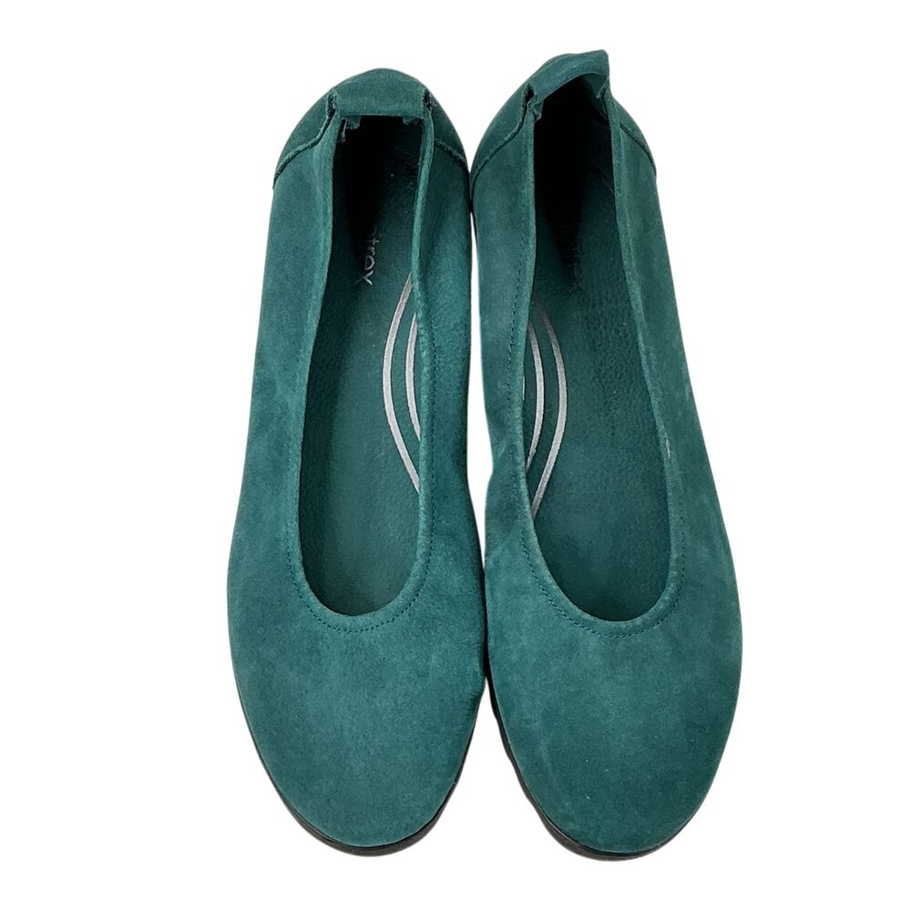Aetrex Brianna Ballet Flat Womens EU37 US7 Aqua Nubuck Leather Comfort Shoes - Picture 5 of 12